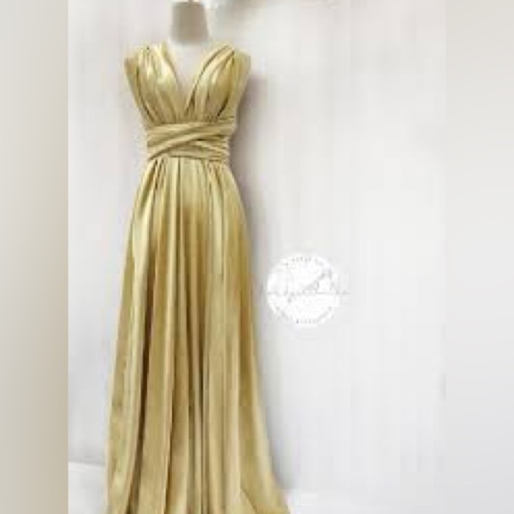 Metallic Gold,Sexy Infinity Dress, Lined,,EUC, SO Many Style Options,Size XS/S - Picture 3 of 12